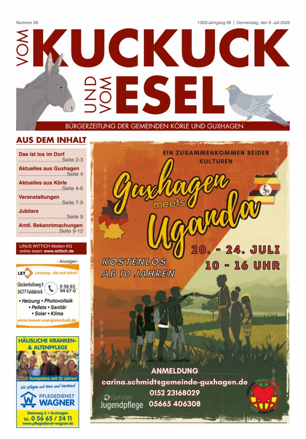 Vom Kuckuck und Esel (Guxhagen-Körle) Titelblatt 28/2026