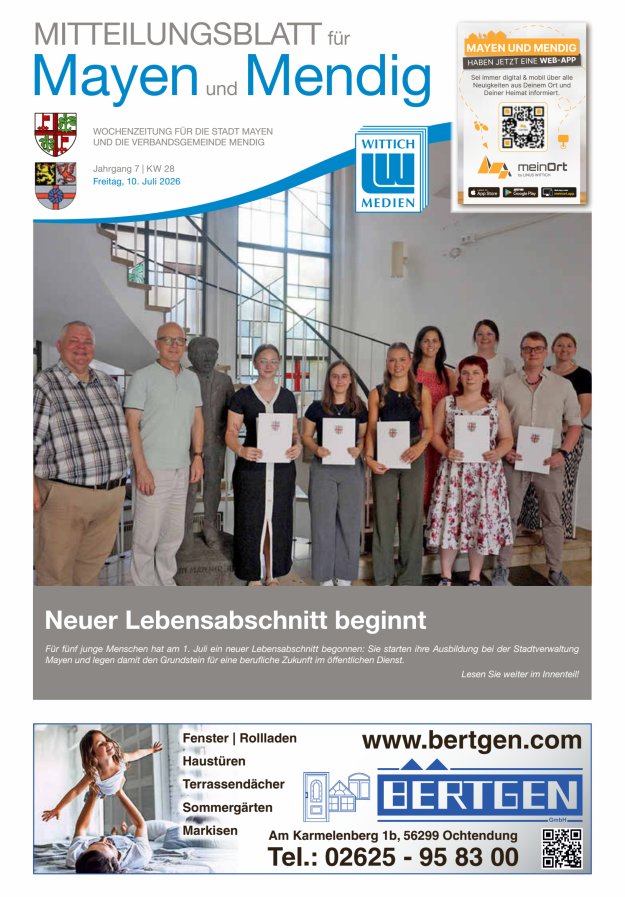 Mitteilungsblatt für Mayen und Mendig Titelblatt 28/2026