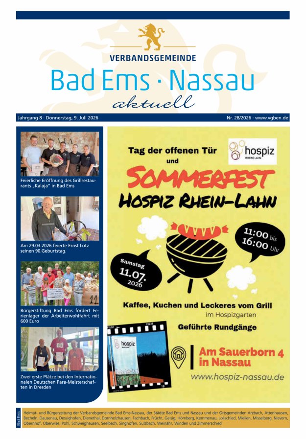 Bad Ems-Nassau aktuell Ausgabe Bad Ems Titelblatt 28/2026