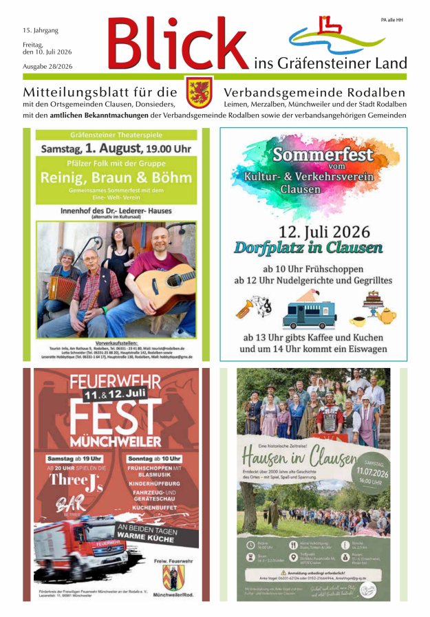 Blick ins Gräfensteiner Land VG Rodalben Titelblatt 28/2026