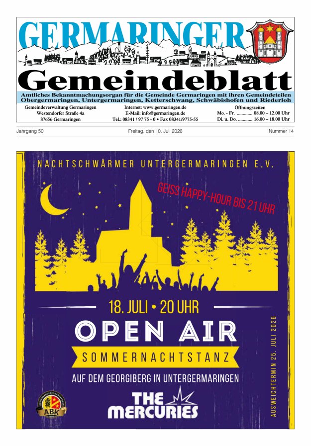 Germaringer Gemeindeblatt Titelblatt 14/2026