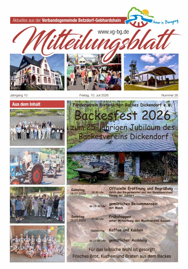 Aktuelles aus der VG Betzdorf-Gebhardshain Ausgabe Gebhardshain Titelblatt 28/2026