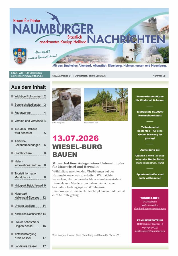 Naumburger Nachrichten Titelblatt 28/2026