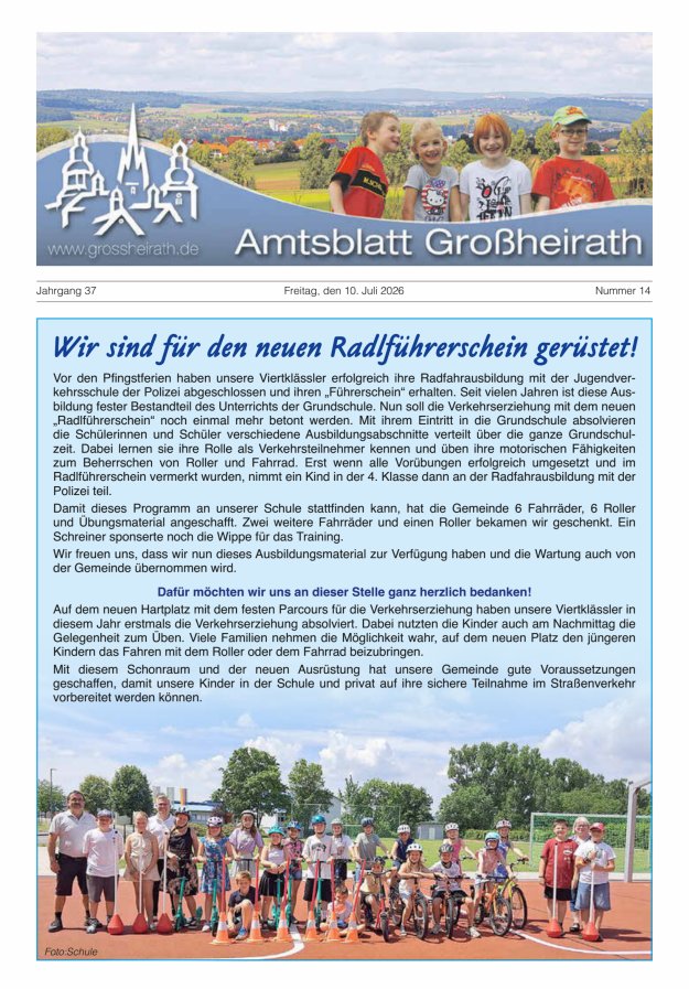 Amtsblatt Großheirath Titelblatt 14/2026
