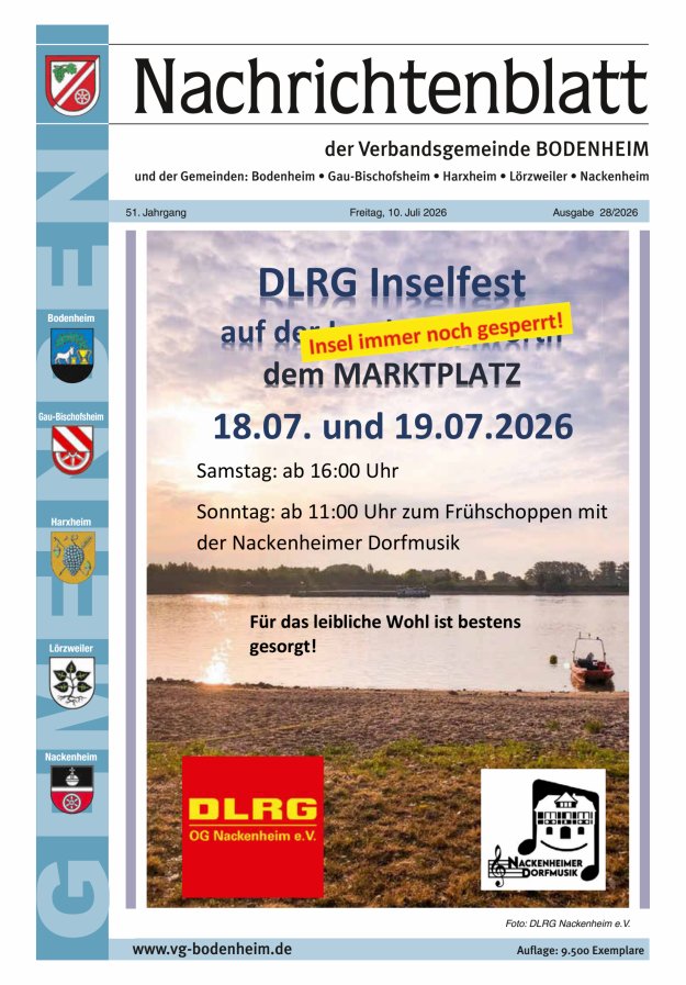 Nachrichtenblatt der VG Bodenheim              Titelblatt 28/2026