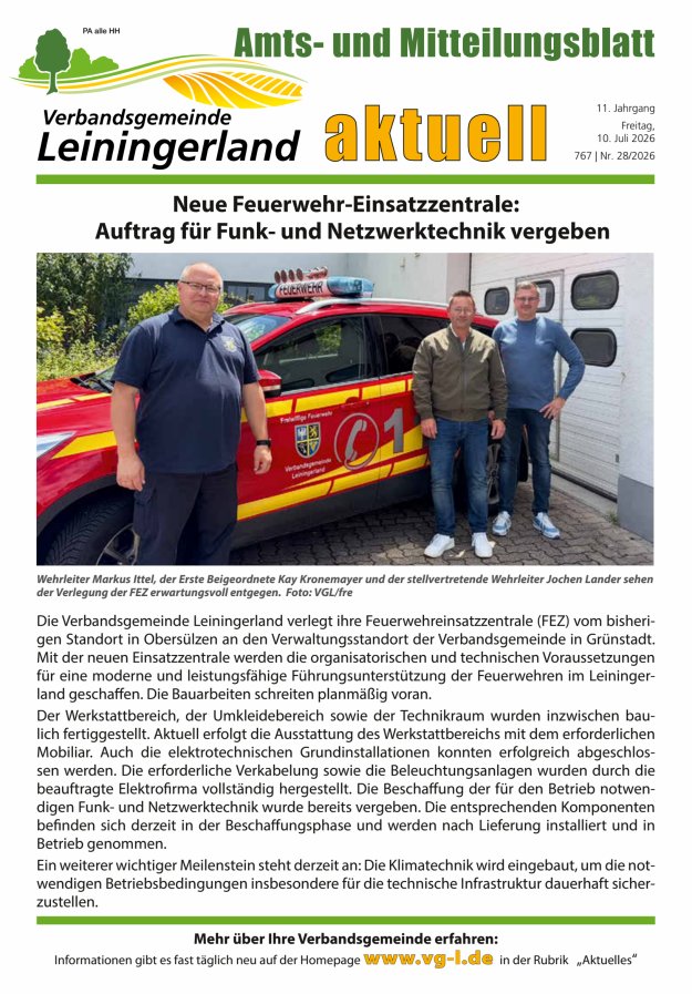 VG Leiningerland aktuell Titelblatt 28/2026