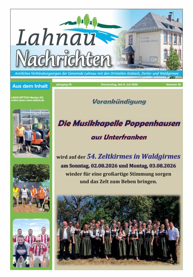 Lahnau Nachrichten Titelblatt 28/2026