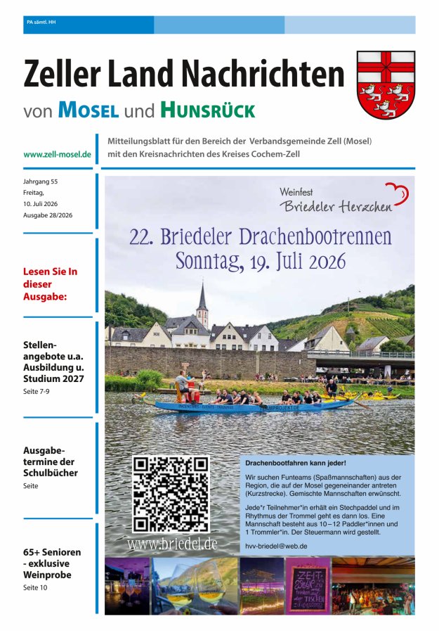 Zeller Land Nachrichten Titelblatt 28/2026
