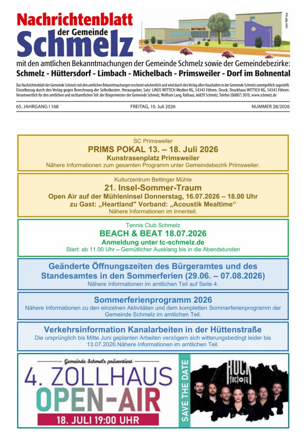 Nachrichtenblatt Schmelz Titelblatt 28/2026