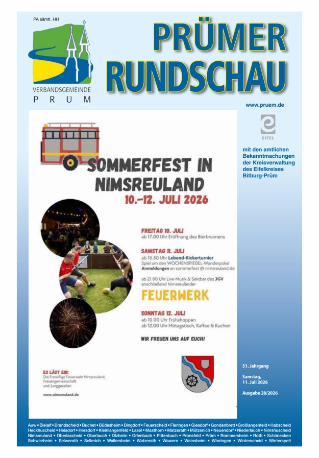 Prümer Rundschau Titelblatt 28/2026
