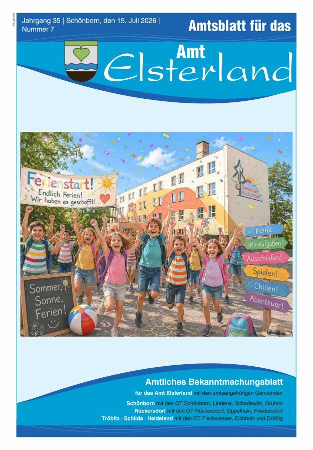 Amtsblatt für das Amt Elsterland Titelblatt 07/2026