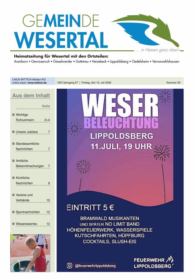 Wesertal Titelblatt 28/2026