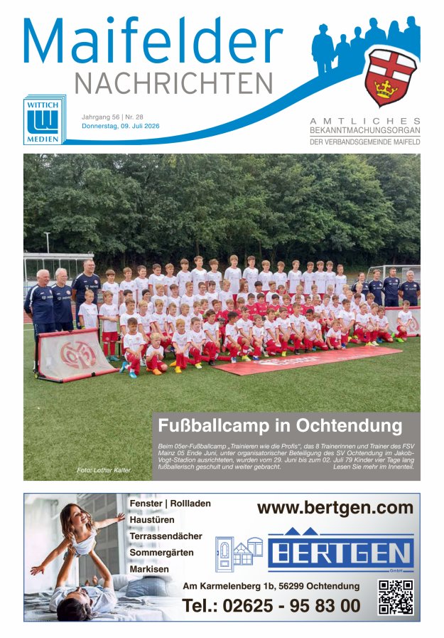 Maifelder Nachrichten - Wochenzeitung der Verbandsgemeinde Maifeld Titelblatt 28/2026