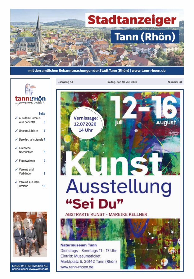 Stadtanzeiger Tann (Rhön) Titelblatt 28/2026