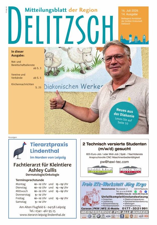 Mitteilungsblatt der Region Delitzsch Titelblatt 14/2026