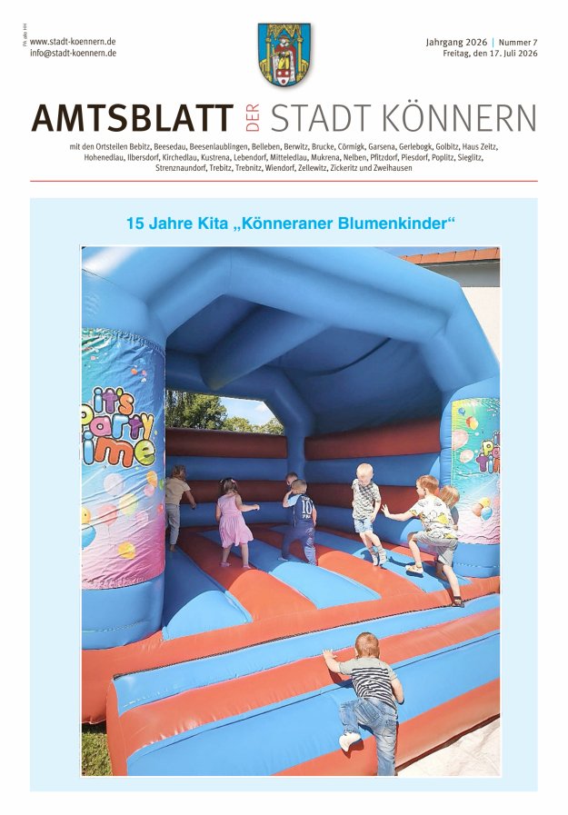 Anzeiger für die Stadt Könnern Titelblatt 07/2026