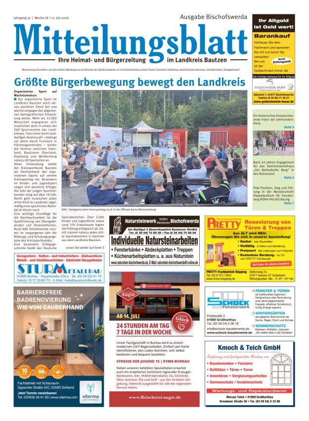 Mitteilungsblatt LK Bautzen Ausgabe Bischofswerda Titelblatt 27/2026