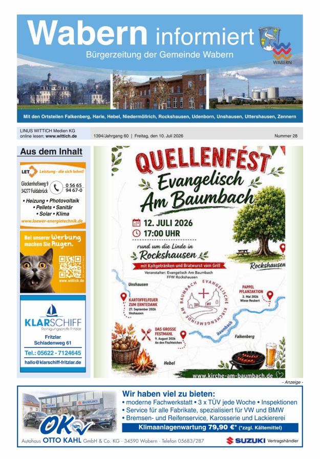 Wabern informiert Titelblatt 28/2026