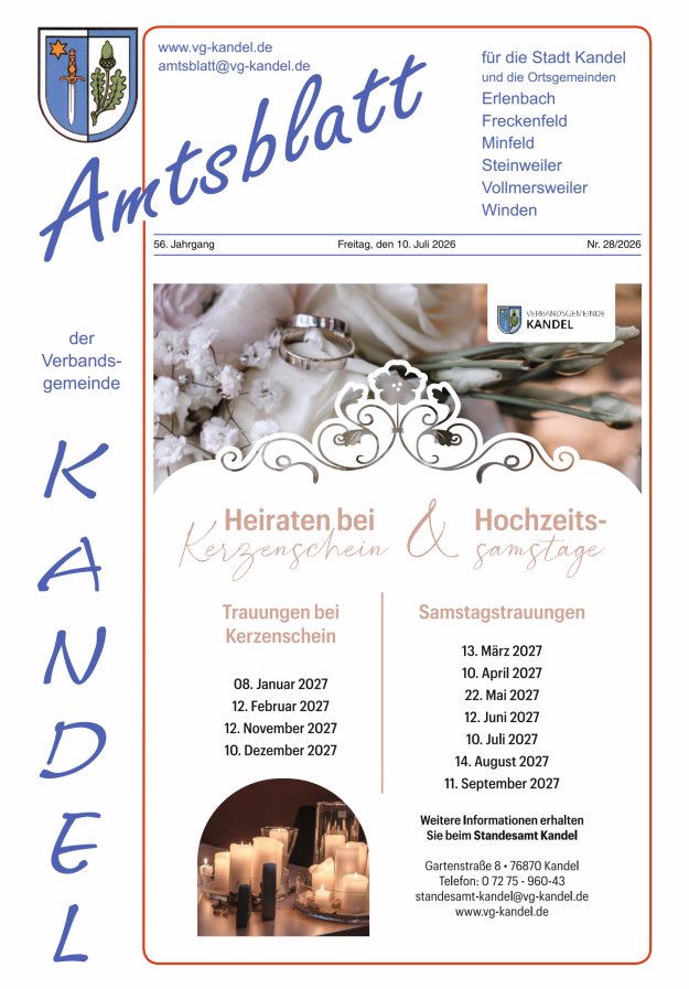 Amtsblatt VG Kandel Titelblatt 28/2026