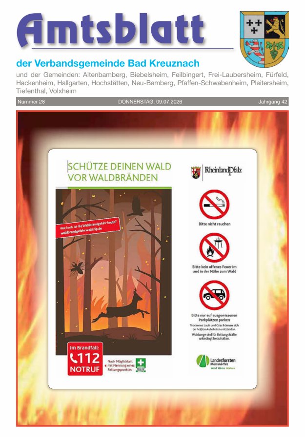 Amtsblatt der Verbandsgemeinde Bad Kreuznach Titelblatt 28/2026