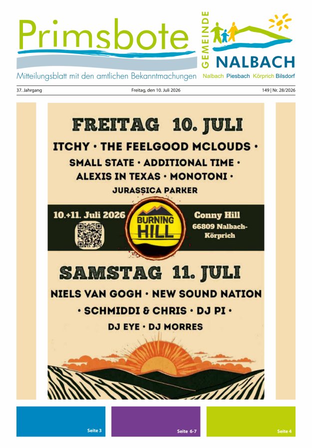 Primsbote Gemeinde Nalbach Titelblatt 28/2026