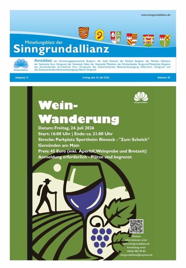 Mitteilungsblatt der Sinngrundallianz Titelblatt 28/2026
