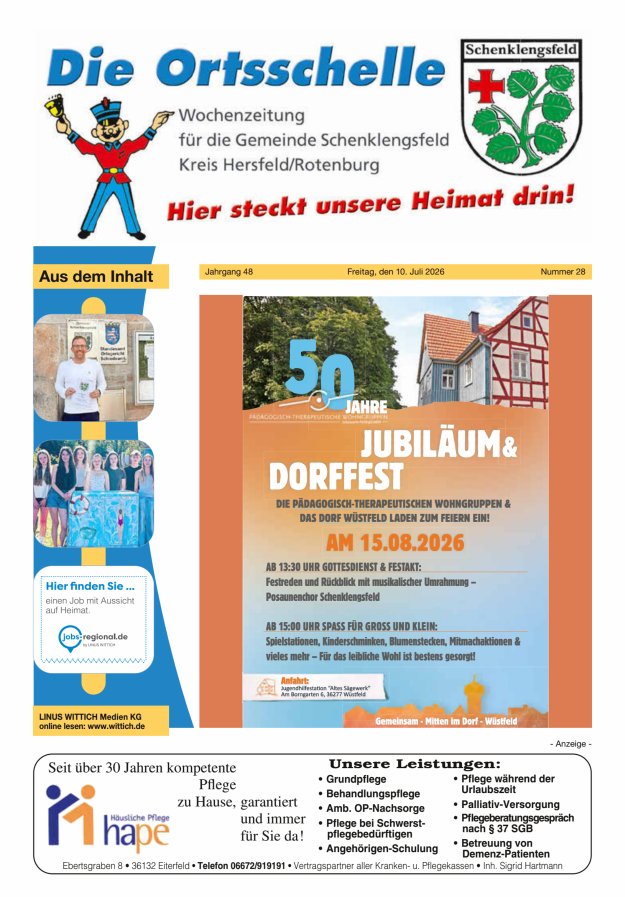 Die Ortsschelle Titelblatt 28/2026