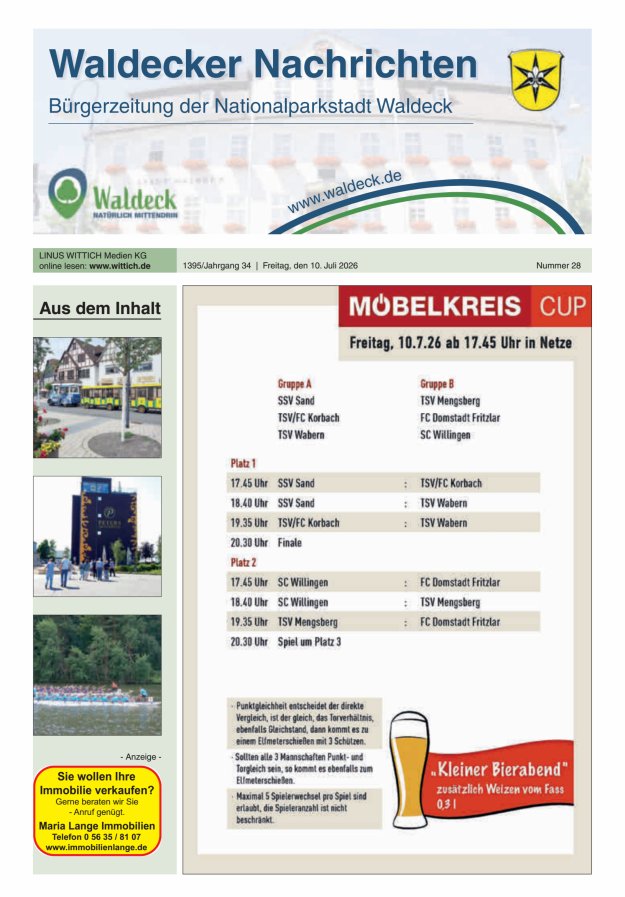 Waldecker Nachrichten Titelblatt 28/2026