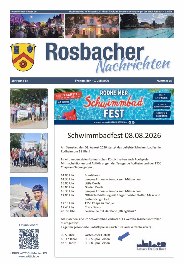 Rosbacher Nachrichten Titelblatt 28/2026