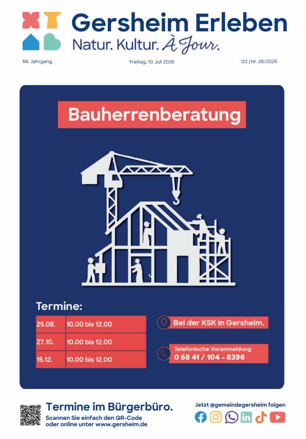 Bekanntmachungsblatt der Gemeinde Gersheim Titelblatt 28/2026