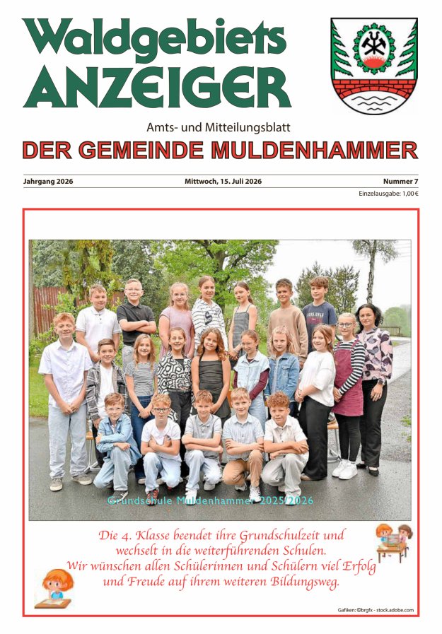 Waldgebietsanzeiger der Gemeinde Muldenhammer Titelblatt 07/2026
