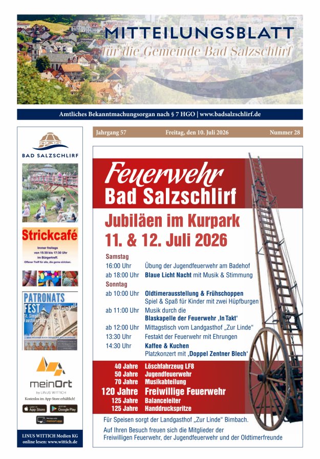 Amtliches Bekanntmachungsorgan der Gemeinde Bad Salzschlirf Titelblatt 28/2026
