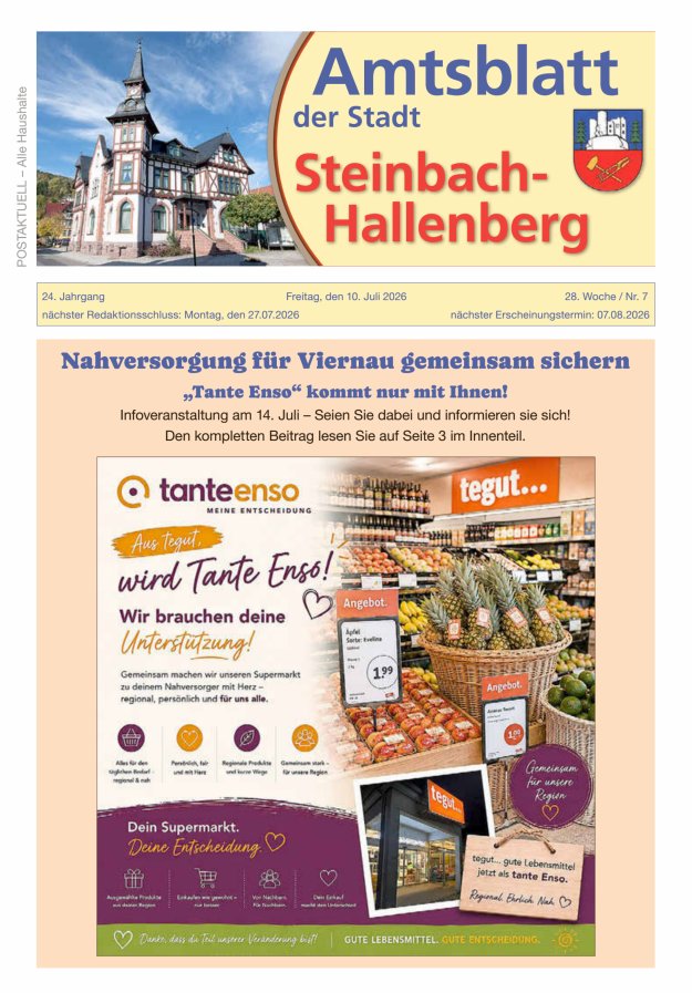 Amtsblatt der Stadt Steinbach-Hallenberg Titelblatt 07/2026