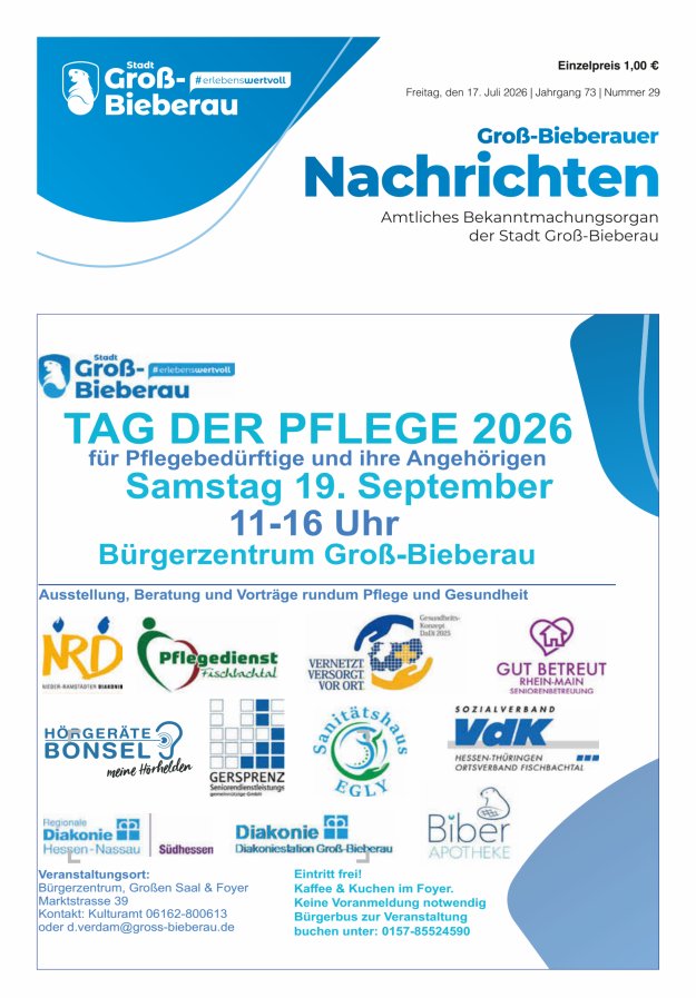 Groß-Bieberauer Nachrichten Titelblatt 29/2026