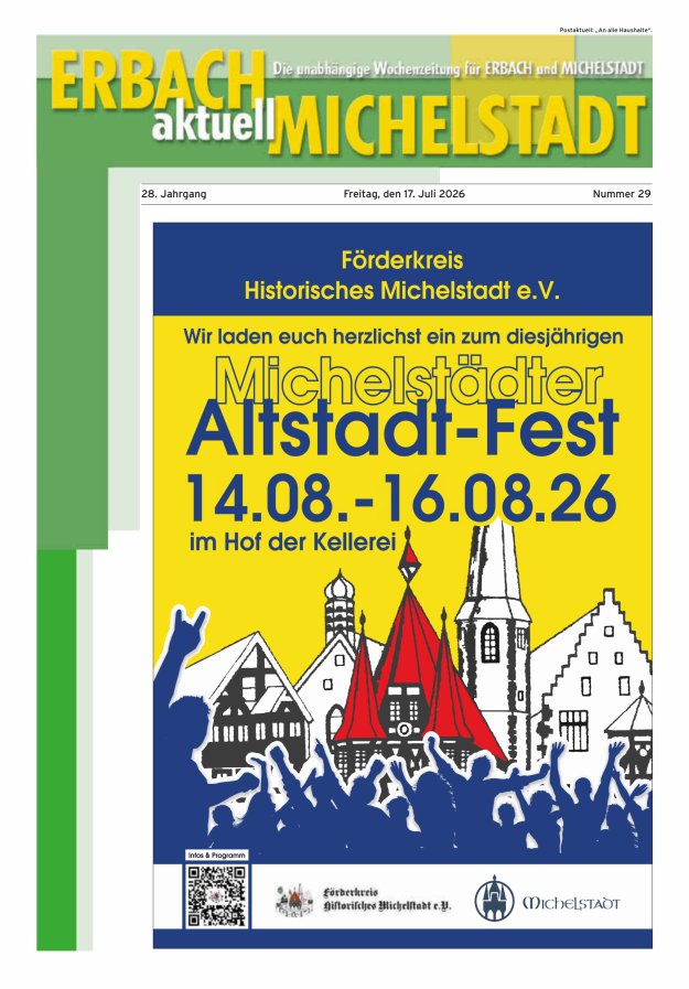 Erbach-Michelstadt aktuell Titelblatt 29/2026