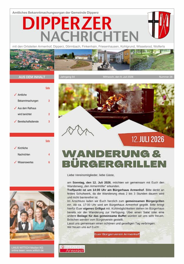 Dipperzer Nachrichten Titelblatt 28/2026