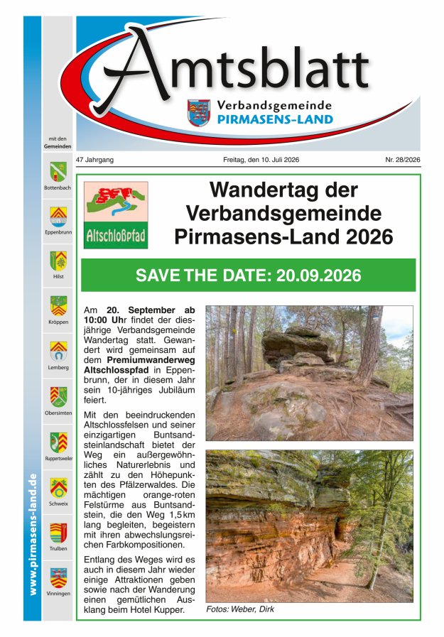 Amtsblatt VG Pirmasens-Land Titelblatt 28/2026
