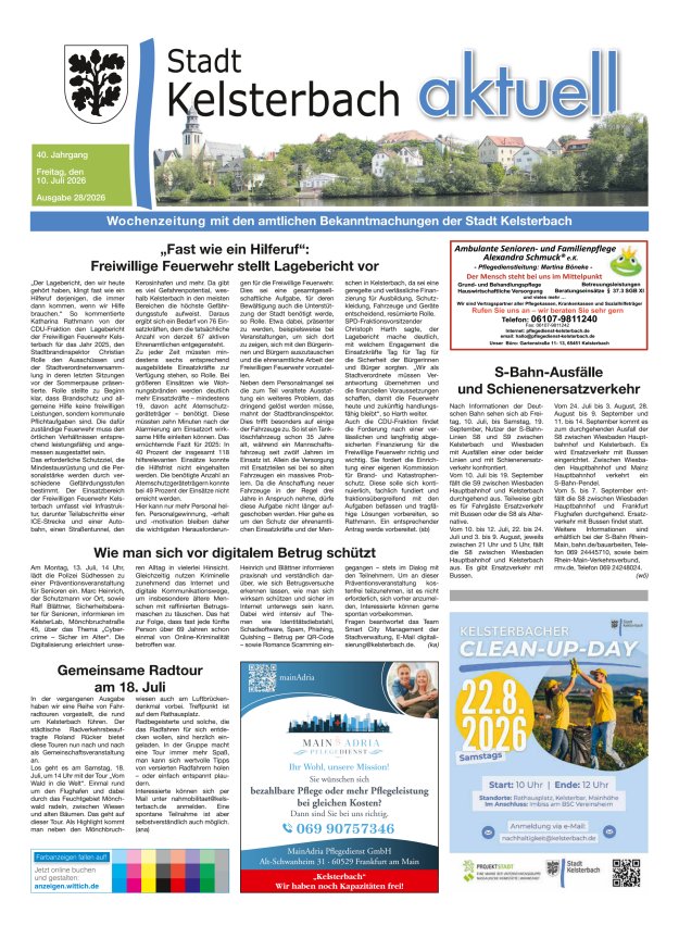 Kelsterbach aktuell Titelblatt 28/2026