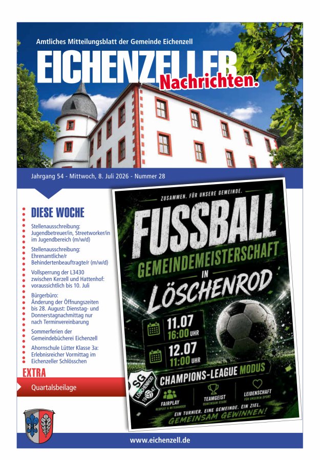 Amtliches Mitteilungsblatt der Gemeinde Eichenzell Titelblatt 28/2026