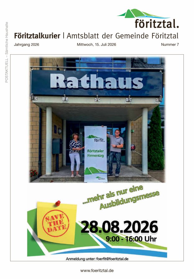 Amtsblatt der Gemeinde Föritztal Titelblatt 07/2026
