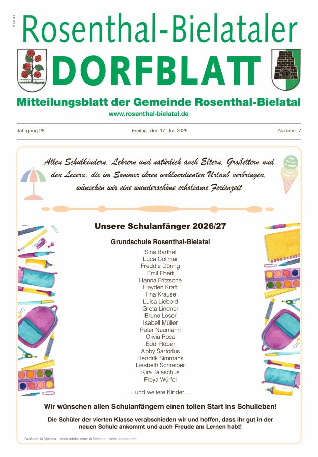 Rosenthal-Bielataler Dorfblatt Titelblatt 07/2026