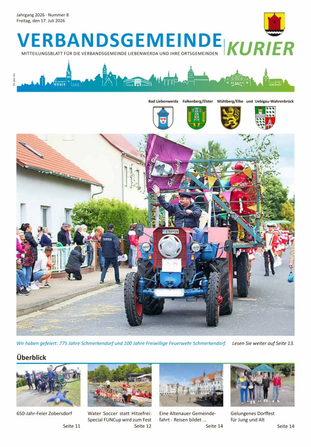 Verbandsgemeindekurier - Mitteilungsblatt für die Verbandsgemeinde Liebenwerda Titelblatt 08/2026