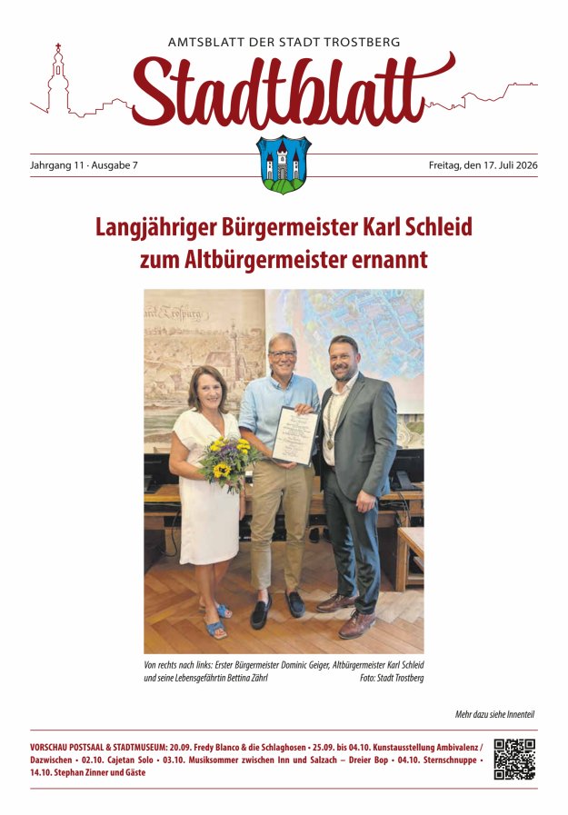 Stadtblatt Trostberg an der Alz Titelblatt 07/2026