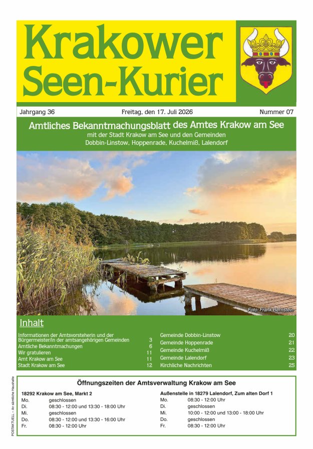 Krakower Seen-Kurier Titelblatt 07/2026