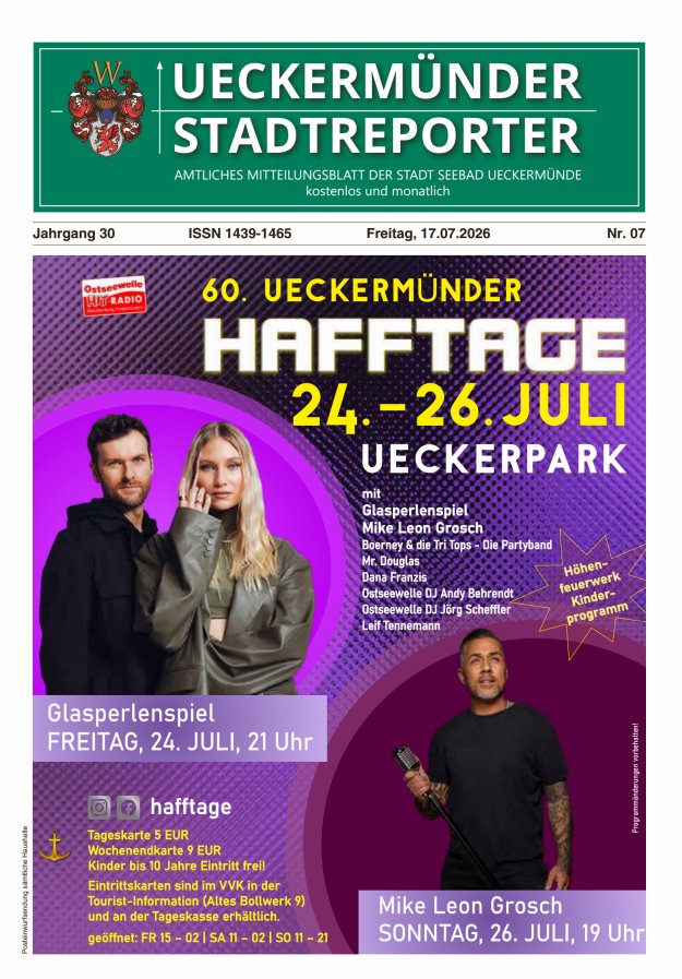 Ueckermünder Stadtreporter Titelblatt 07/2026
