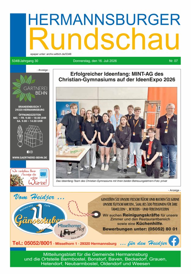 Hermannsburger Rundschau Titelblatt 07/2026