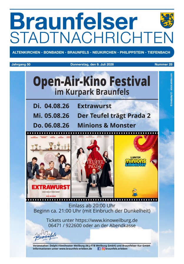 Braunfelser Stadtnachrichten Titelblatt 28/2026