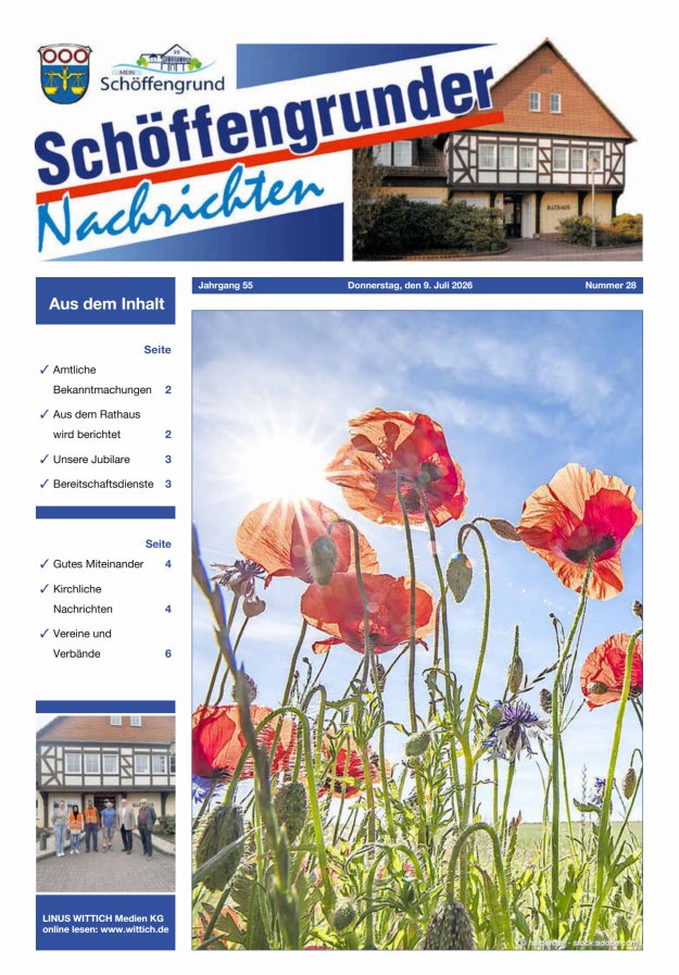 Schöffengrunder Nachrichten Titelblatt 28/2026