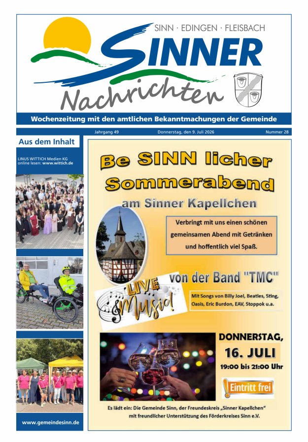 Sinner Nachrichten Titelblatt 28/2026