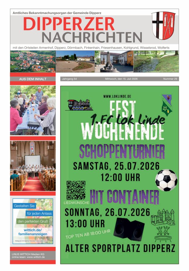 Dipperzer Nachrichten Titelblatt 29/2026